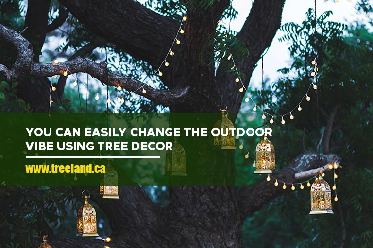 You can easily change the outdoor vibe using tree decor